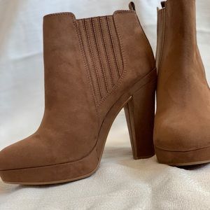 Brown suede booties